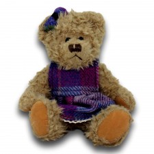 Harris Tweed Teddy Bear With Purple Check Dress