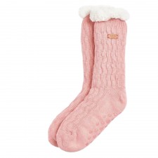 Barbour Ladies Cable Knit Lounge Socks in Dusty Pink
