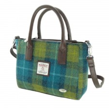 Harris Tweed 'Brora' Small Tote Bag In Sea Blue And Green Check