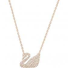 Swarovski Iconic Swan White Crystal Rose Gold Pendant Necklace