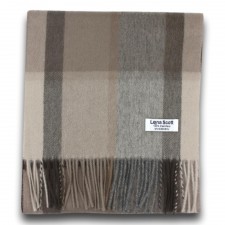 Lona Scott 100% Cashmere Scarf in Brown Check