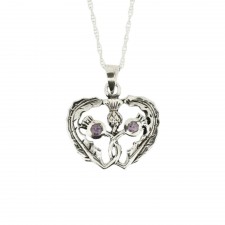 Hamilton & Young Scottish Thistle Pendant With Amethyst Stone