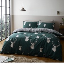 Catherine Lansfield Green Stag Easy Care Duvet Set