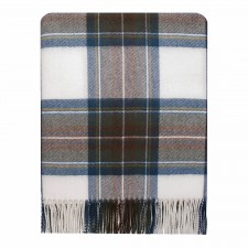 Lochcarron 100% Lambswool Muted Blue Stewart Tartan Blanket
