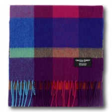 Gretna Green 100% Lambswool Scarf in Purple Multi Check
