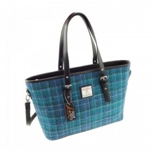 Harris Tweed 'Spey' Large Tote Bag in Sea Blue Check