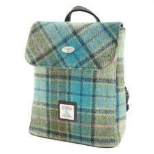 Harris Tweed 'Tummel' Mini Backpack Bag in Turquoise Tartan