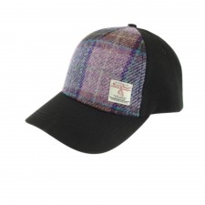 Glen Appin Baseball Cap With Harris Tweed Pink & Lilac Check