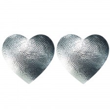 The Just Slate Company 2 Pack Hammered Silver Heart Placemats