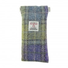 Harris Tweed Glasses Case In Muted Lilac & Green Check