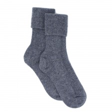 Gretna Green Ladies Derby Grey Ribbed Cashmere Socks