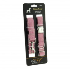 Harris Tweed Bright Pink Tartan Dog Collar and Lead - Large