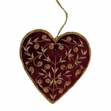 Wine Heart With Gold Swirls Hanging Heart Decoration