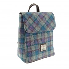 Harris Tweed 'Tummel' Mini Backpack Bag in Grey & Blue Check
