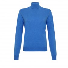 Lona Scott Ladies Roll Neck Cashmere Jumper in Cornflower