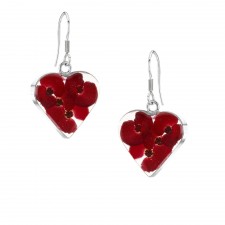 Shrieking Violet Poppy Heart Drop Earrings