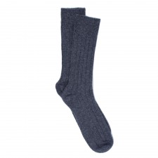 Gretna Green Mens Grey Ribbed Cashmere Socks