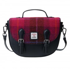 Islander Medium Cobble Satchel with Harris Tweed in Fuchsia Tartan