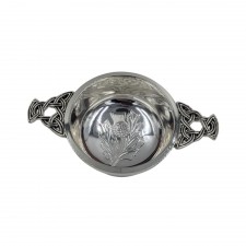 Hamilton & Young 3 Inch Silver Plated Thistle Mini Quaich
