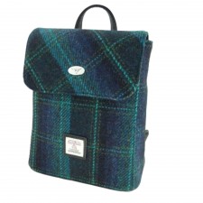 Harris Tweed 'Tummel' Mini Backpack Bag in Turquoise Check