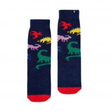 Joules Boys Fluffy Socks In Navy Dinosaur