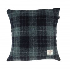 Harris Tweed Fabric Cushion in Grey & Black Tartan