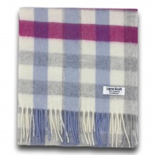 Lona Scott 100% Cashmere Scarf in Blue and Pink Check
