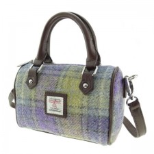 Harris Tweed 'Kilbride' Mini Bowling Bag In Muted Lilac Green Check