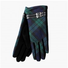 Black Watch Tartan Gloves With Black Buckle One Size Fit