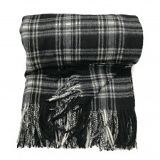 Lona Scott 100% Cashmere Menzie Black Tartan Blanket