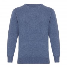 Lona Scott 100% Cashmere Mens Crew Neck in Cambridge Blue UK L
