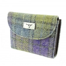 Harris Tweed 'Jura' Purse in Muted Lilac And Green Check