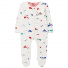 Joules Baby Ziggy White Farm Printed Babygrow 6-12 Months