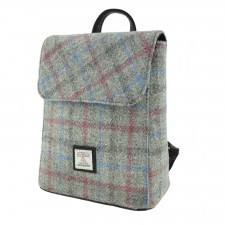 Harris Tweed 'Tummel' Mini Backpack Bag in Light Grey Check
