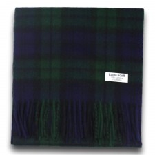 Lona Scott 100% Cashmere Scarf in Black Watch Tartan