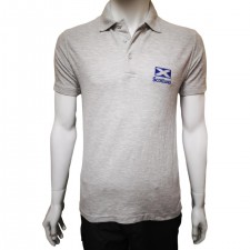 Mens Grey Saltire Scotland Embroidered Polo Shirt UK S