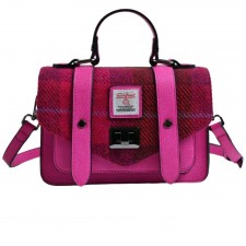 Islander Mini Satchel with Harris Tweed in Fuchsia Tartan