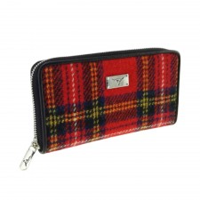 Harris Tweed 'Staffa' Long Zip Wool Purse In Royal Stewart Tartan