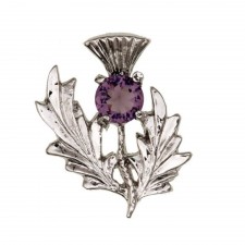 Art Pewter Dark Amethyst Thistle Brooch
