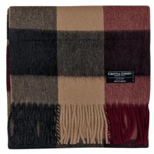 Gretna Green Cashmere Scarf in Ruby Charcoal Block