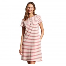 Joules Ladies Kea Henley Dress in Coral Stripe