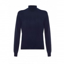 Gretna Green Ladies Polo-Neck 100% Cashmere Jumper in Navy