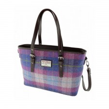 Harris Tweed 'Spey' Large Tote Bag in Muted Pink Check