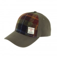 Glen Appin Baseball Cap With Harris Tweed Rust Check Tartan