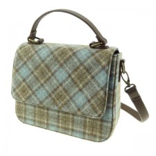 Abraham Moon 'Greta' Square Tweed Handbag in Aqua Natural
