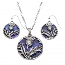 Tide Jewellery Purple Paua Thistle Set