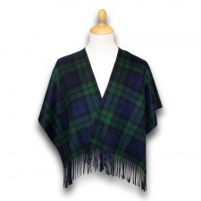 Lona Scott Childrens 100% Cashmere Mini Ruana in Black Watch Tartan