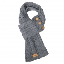 Aran Cable Button Scarf in Slate