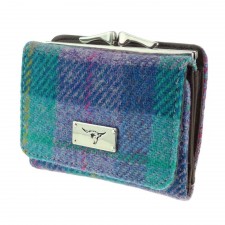 Harris Tweed Unst Small Purse in Green and Purple Check