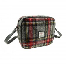 Harris Tweed 'Almond' Mini Bag in Grey & Red Tartan